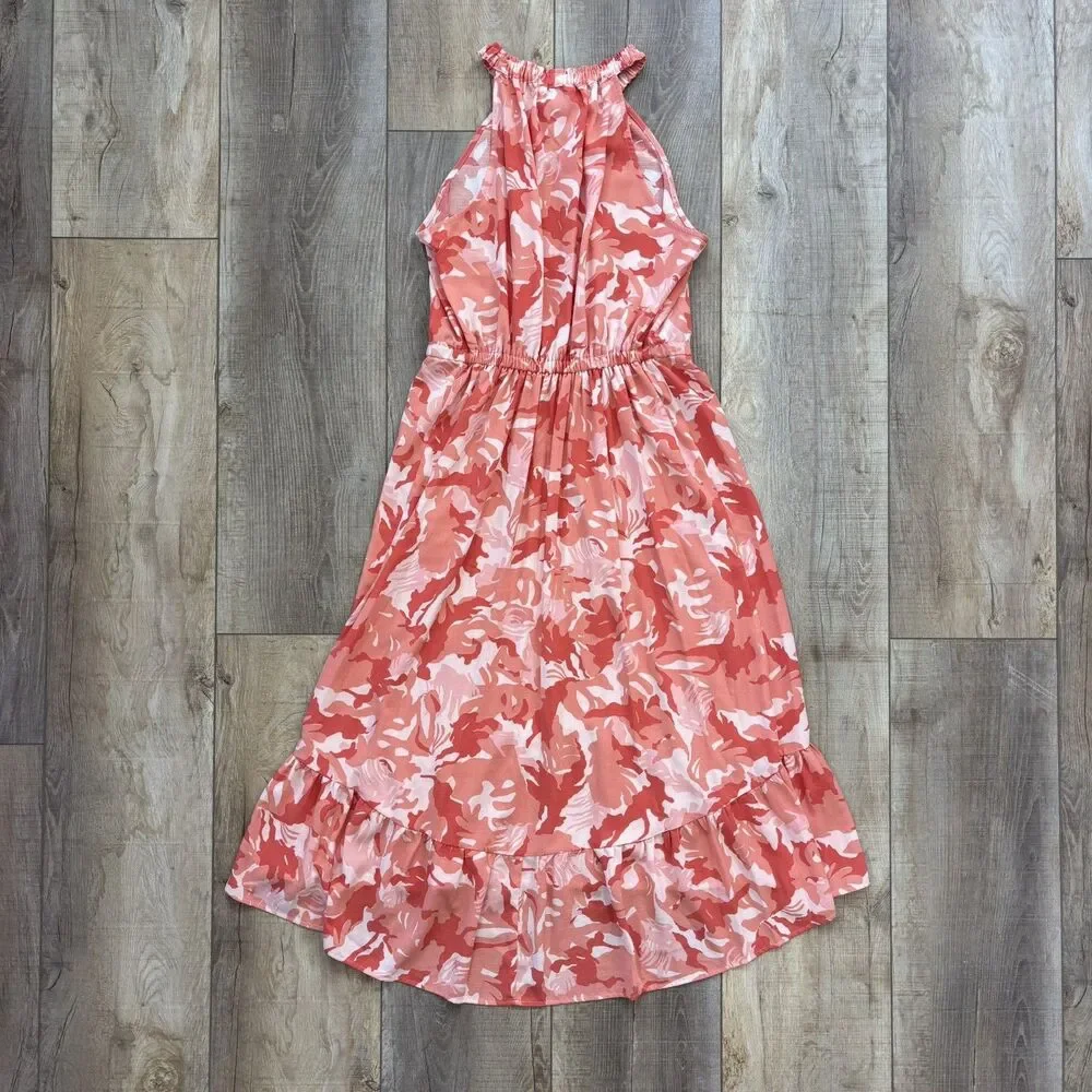 NINE WEST Womens Halter Floral Dress Size L Easter Spring Tiered Ruffle Resort - Picture 7 of 16